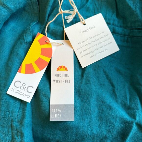 C&C California NWT Linen Blue Pull On Shorts Size S - Picture 2 of 6